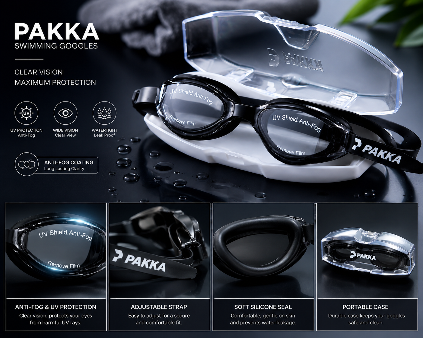 PAKKA™ | Lunettes de Natation Anti-Buée UV Protection
