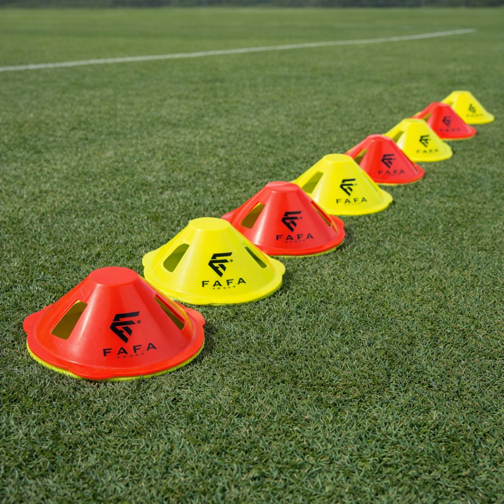 Pack 10 Cones d’Entraînement FAFA – Rouge & Jaune | Agilité, Vitesse & Football