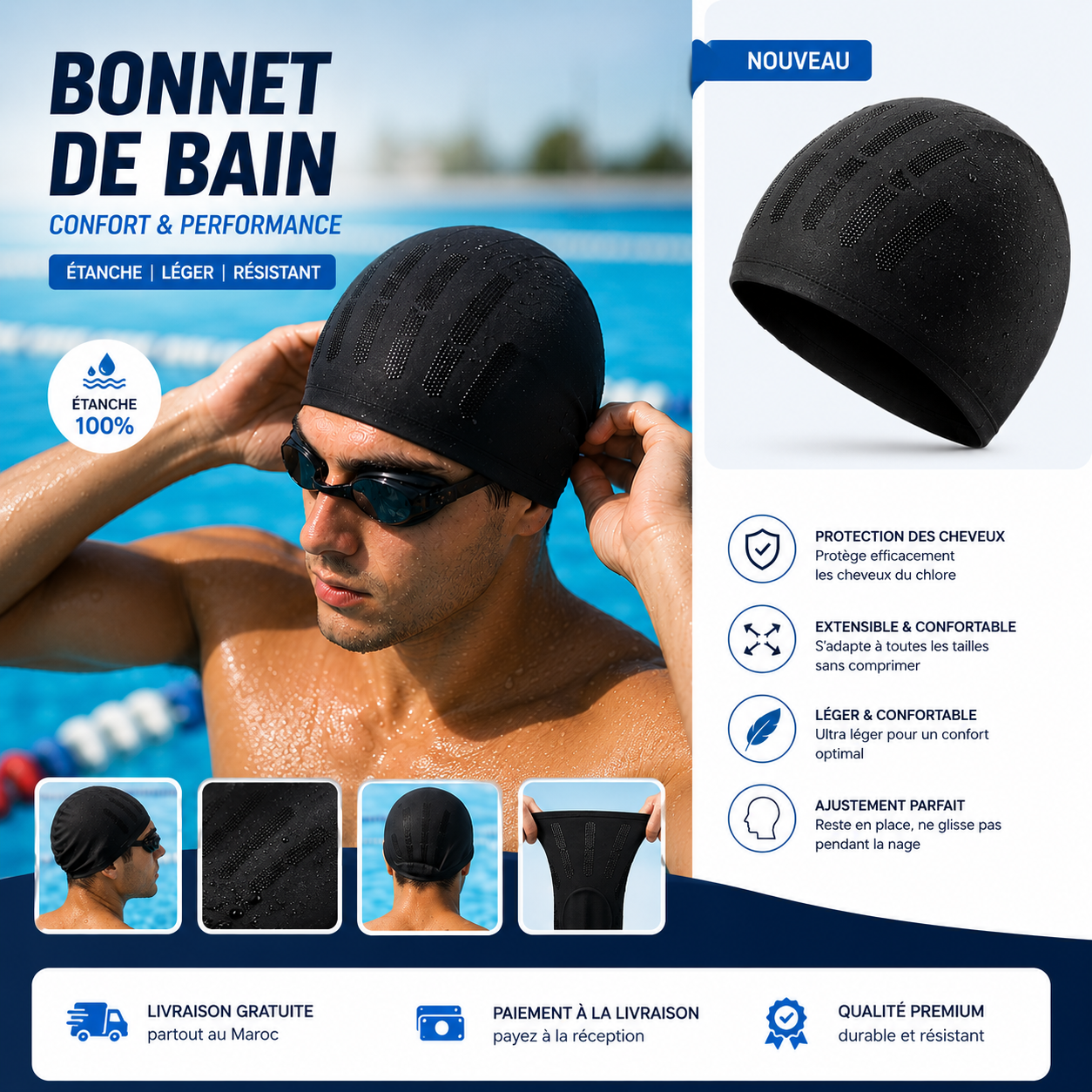 Bonnet de Natation Antidérapant